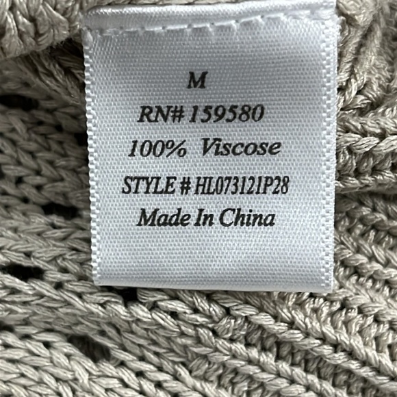 Pink Lily Open Knit Beige Sweater Sz M Coastal Boho  Festival Neutral Beachy - Picture 9 of 13